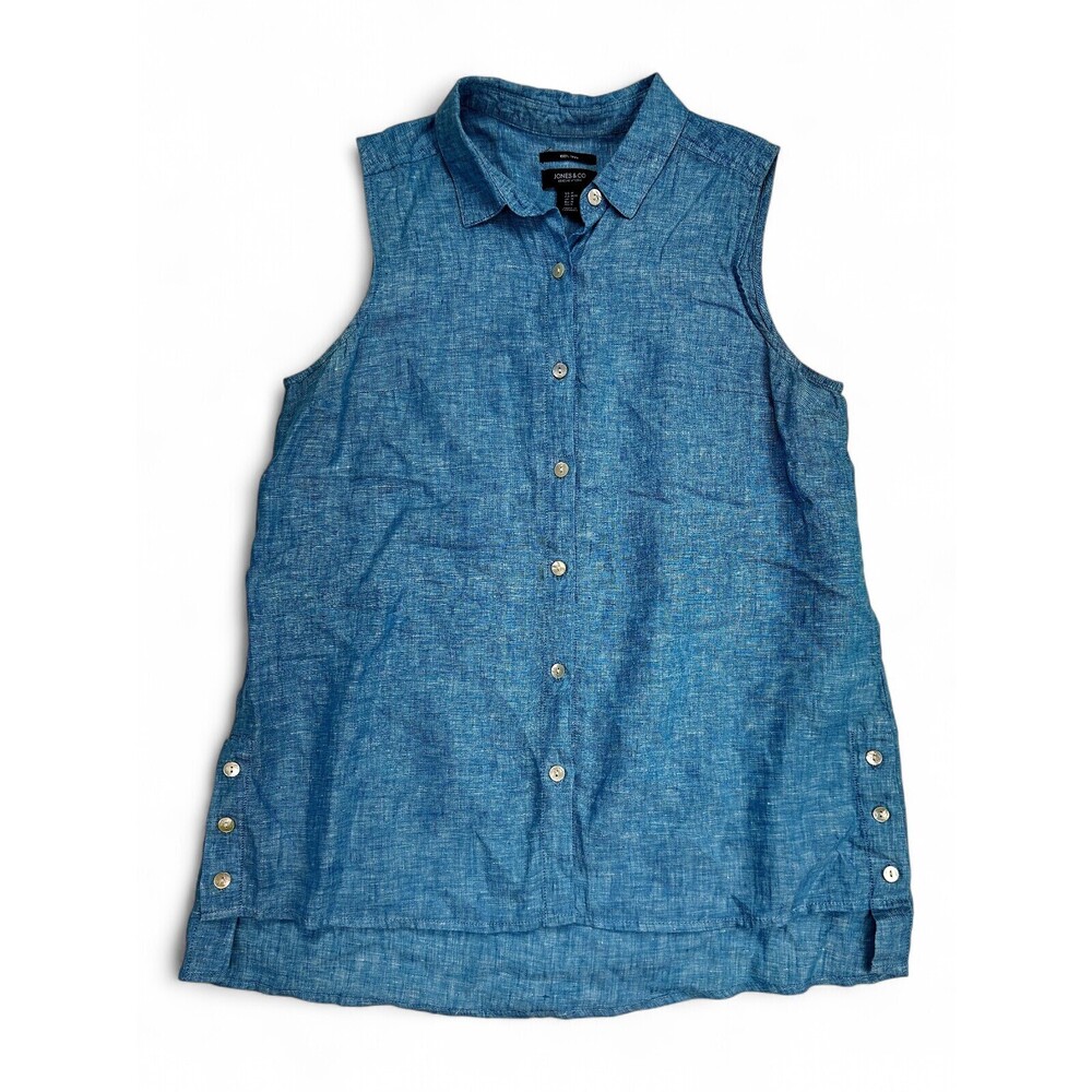Jones & Co. 100% Linen Sleeveless Button-Front Tunic M